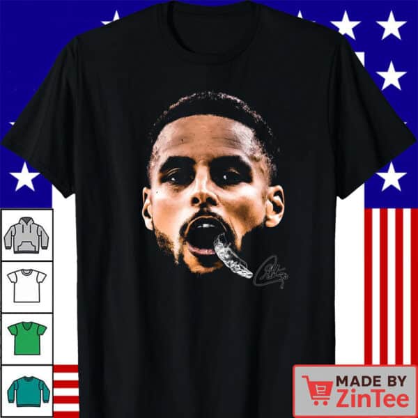 Big Face Steph Curry Graphic  Shirt