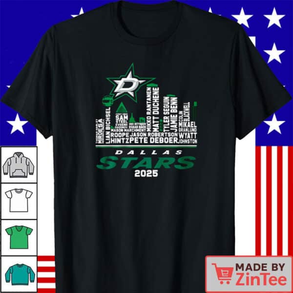Dallas Stars 2025 Team Skyline Roster T-Shirt