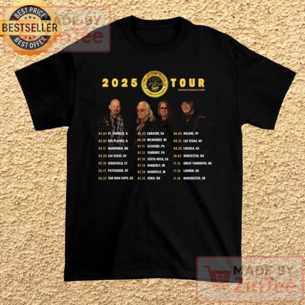 Foghat 50th Anniversary 2025 Tour Dates Shirt