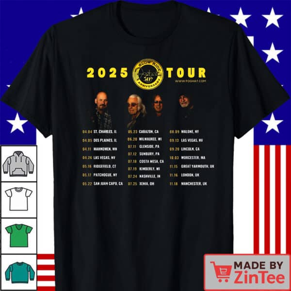 Foghat 50th Anniversary 2025 Tour Dates Shirt