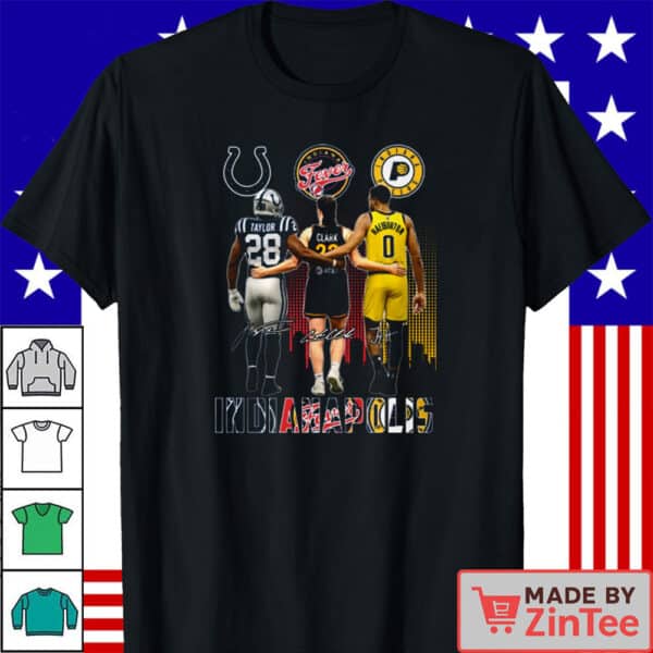 Indianapolis Sports Unity T-Shirt – Jonathan Taylor, Caitlin Clark & Tyrese Haliburton Tee