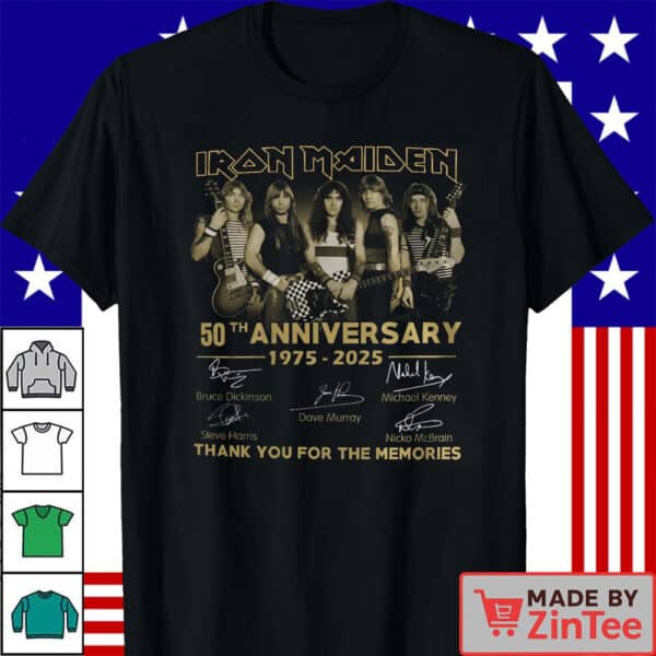 Iron Maiden 50th Anniversary Vintage Rock Music Shirt 1975-2025 Shirt