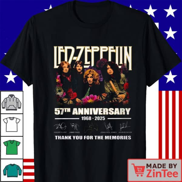 Led Zeppelin 57th Anniversary 1968-2025 Thank You For The Music Shirt