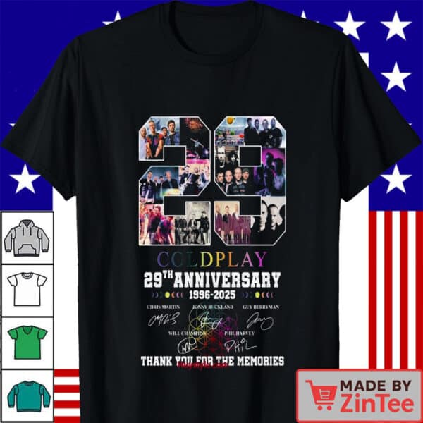 Official 29 Years Coldplay Band Anniversary 1996-2025 Shirt