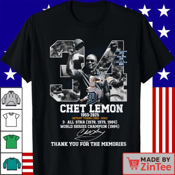 Official Chet Lemon Thank You for the Memories 1955–2025 Detroit Tigers Shirt