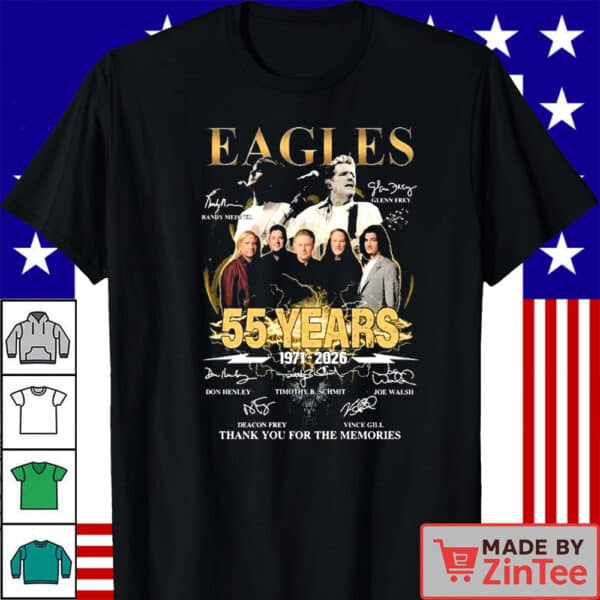 Official Eagles Rock Band 55 Years 1971-2026 Thank You For The Memories Signatures Shirt