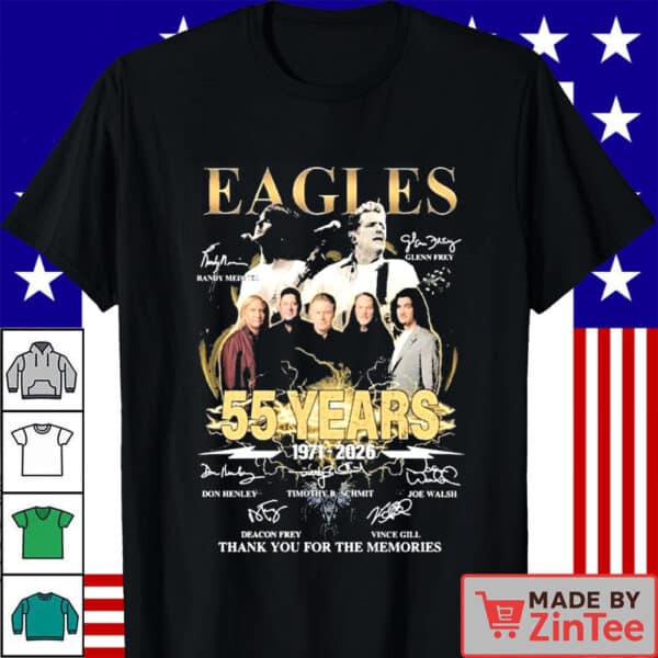 Official Eagles Rock Band 55 Years 1971-2026 Thank You For The Memories Signatures T Shirt