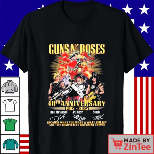 Official Guns N’ Roses 40th Anniversary 1985-2025 Commemorative T Shirt