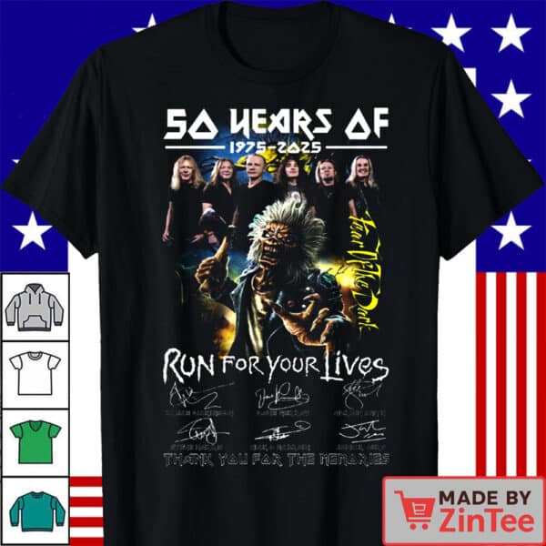 Official Iron Maiden Run For Your Lives 50 Years of 1975–2025 Shirt