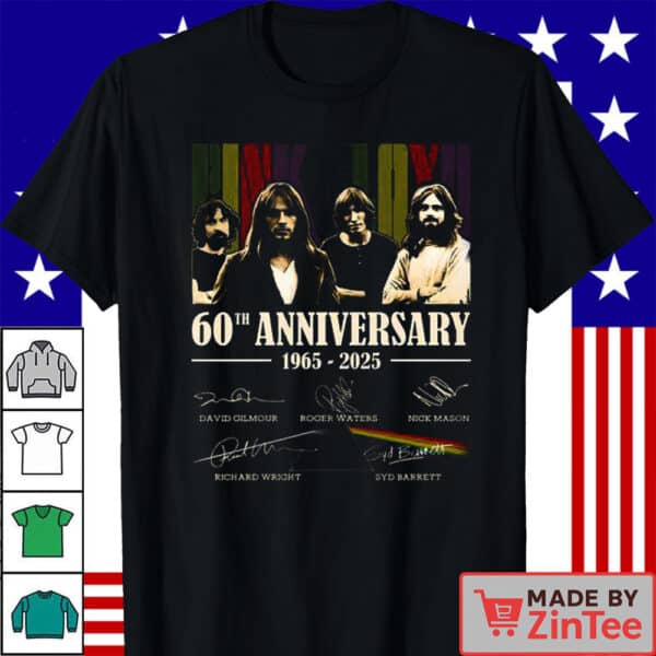 Official Pink Floyd 60th Anniversary 1965-2025 Signature Thank You For The Memories Shirt