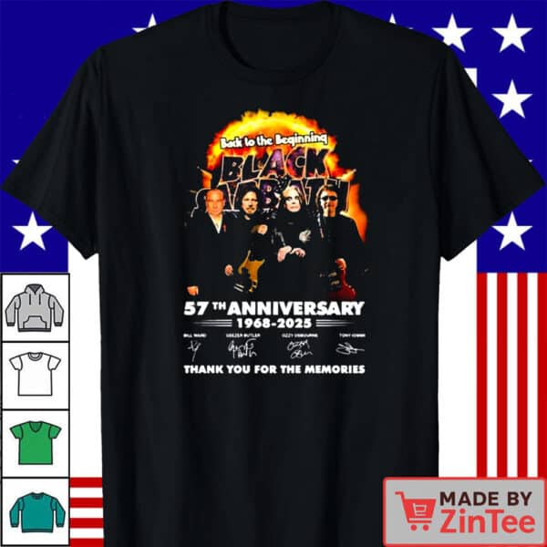 Officila Black Sabbath 57th Anniversary 1968-2025 Thank You For The Memories Signatures Shirt