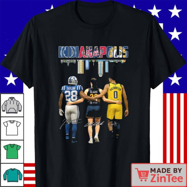 Indianapolis Unity Shirt – Jonathan Taylor, Caitlin Clark, Tyrese Haliburton Sports City Skyline Tee