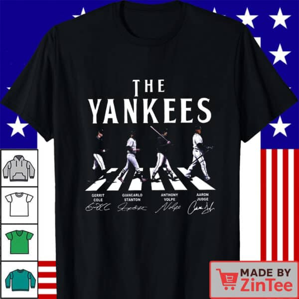 Yankees Walking Abbey Road Signatures Baseball Shirt