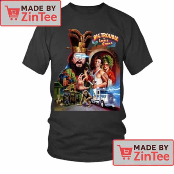Big Trouble in Little China T-Shirt – Retro Movie Poster Style Graphic Tee Featuring Jack Burton
