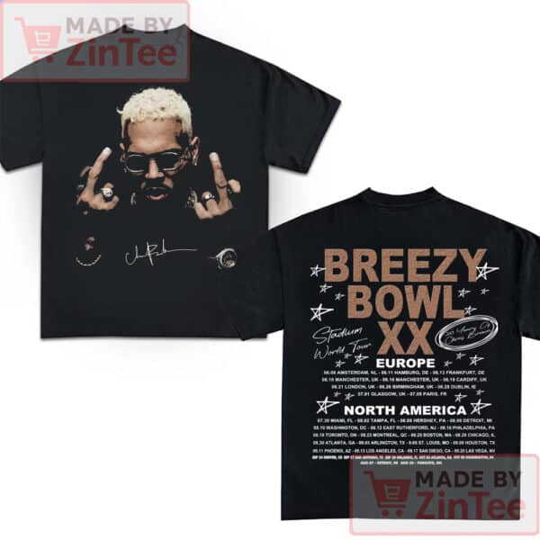 Chris Brown Tour Shirt, 2025 Chris Brown Tour Breezy Bowl XX Shirt