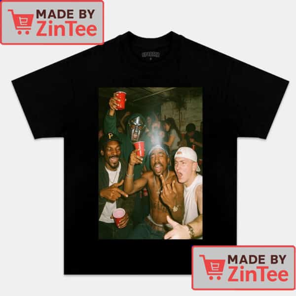 Legendary Rappers Party T-Shirt – Tupac, Eminem, Snoop Dogg, MF DOOM Graphic Tee