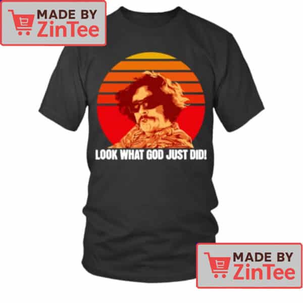 Look What God Just Did T-Shirt – Retro Sunset Graphic Tee Inspired by Fear and Loathing