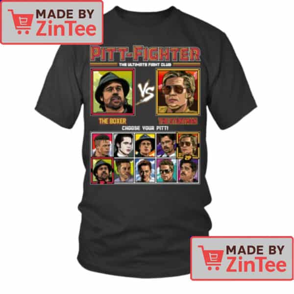 Pitt Fighter T-Shirt – Retro Arcade Style Graphic Tee Featuring Brad Pitt Movie Characters