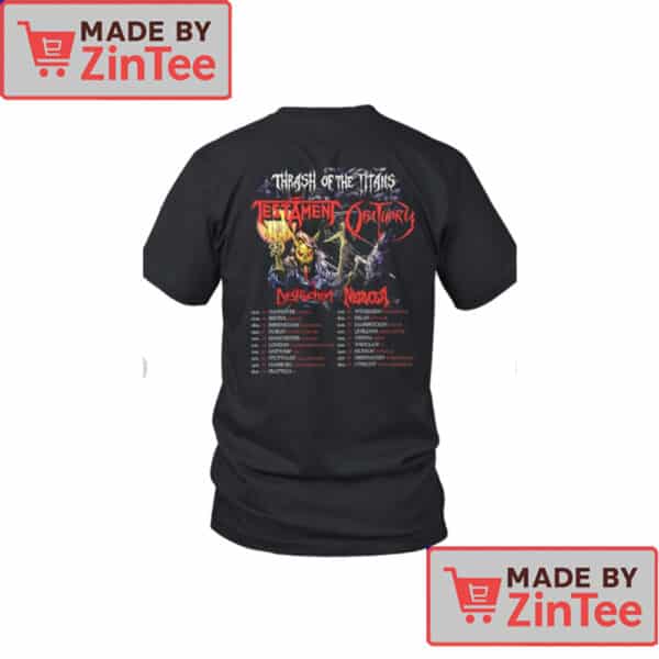 Thrash of the Titans Tour T-Shirt – Testament, Obituary, Destruction, Nervosa 2025 Concert Dates Tee