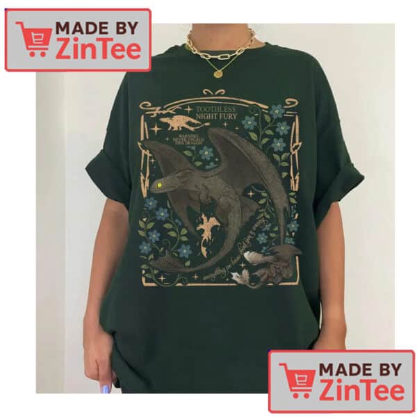 Vintage Toothless Dragon Botanical Shirt, Retro How To Train Your Dragon Shirt