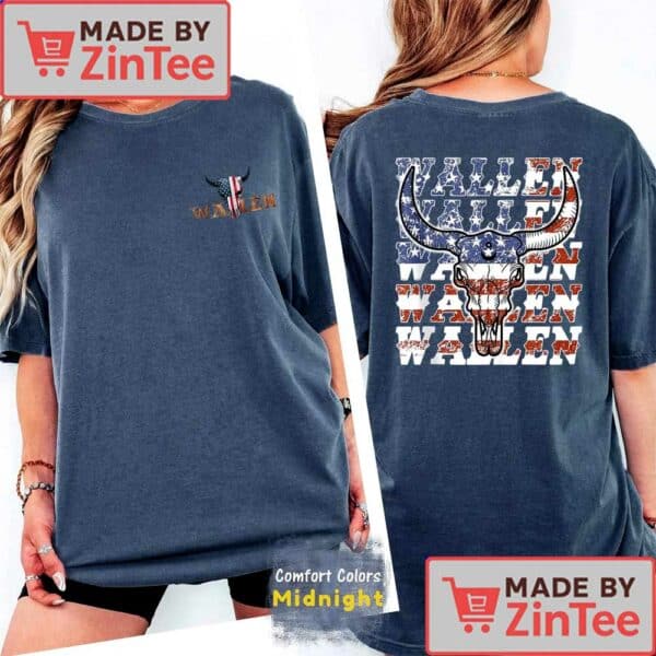 WALLEN 4th of July Shirt, Patriotic Bull Skull Tee